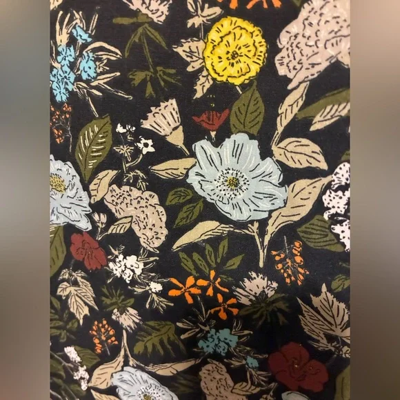 H&M Black Floral Button-Down Shirt with Yellow, Blue & Red Accents - Picture 4 of 4